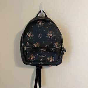 Coach Black Floral Mini Backpack